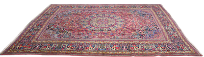 Regal Grandeur - Antique Mashad Rug with Floral Medallion (10.5 × 13 ft) - 1711