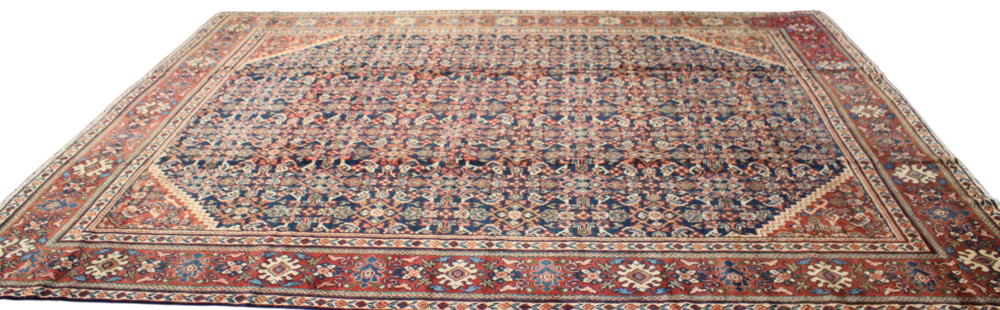 Woven Harmony - Antique Mahal Rug from Persia (10.8 × 14.2 ft) - 1757