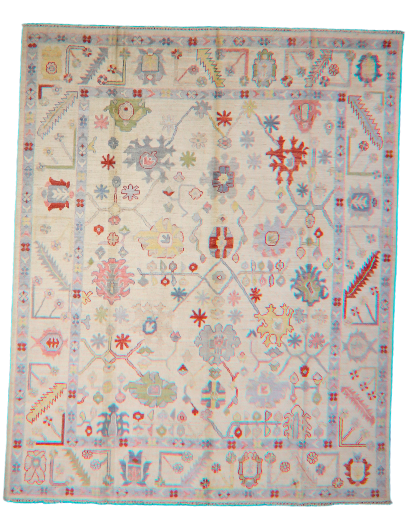 Festival of Motifs - Hand-Knotted Oushak Rug from Afghanistan (7.10 × 9.8 ft) - 21