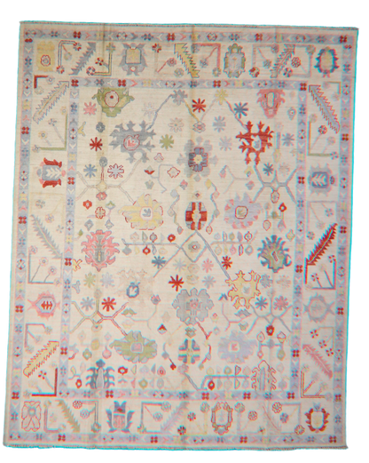 Festival of Motifs - Hand-Knotted Oushak Rug from Afghanistan (7.10 × 9.8 ft) - 21
