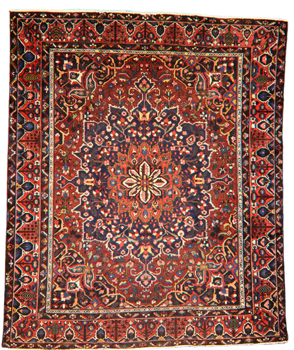 Geometric Bloom - Baktiary Rug from Persia (11.3 × 13.5 ft) - 1752
