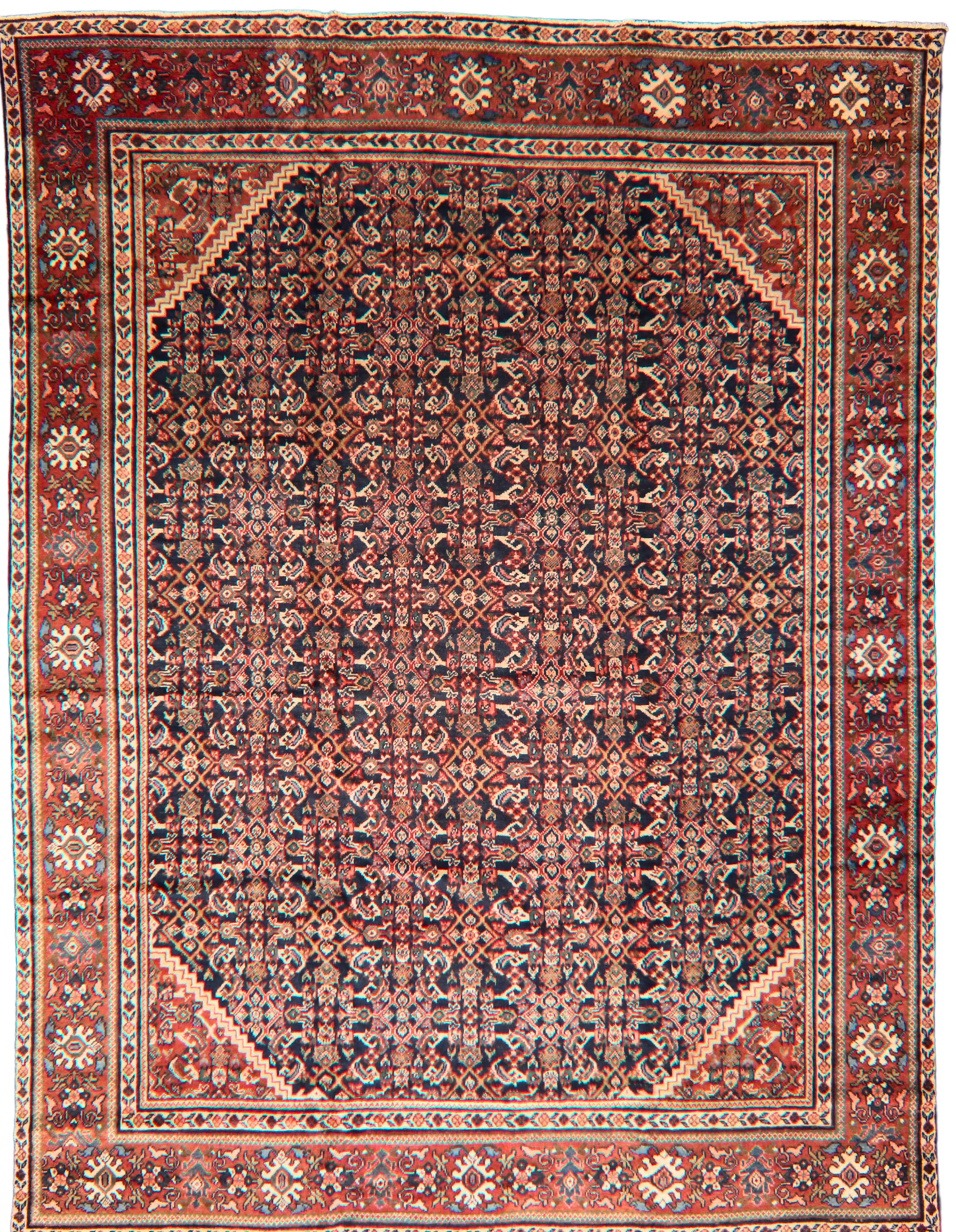 Woven Harmony - Antique Mahal Rug from Persia (10.8 × 14.2 ft) - 1757