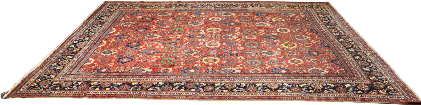 Botanical Rhythm - Antique Mahal Rug from Persia (10.5 × 13 ft) - 1747