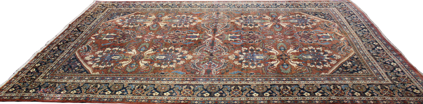 Ornate Grace - Antique Mahal Rug from Persia (9.7 × 14 ft) - 1628