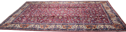 Classic Grandeur in Deep Ruby - Antique Mashad Rug (9.9 × 15.8 ft) - 1655