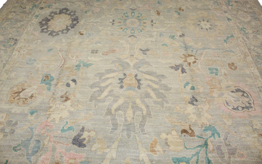 Pastel Bloom - Oushak Afghan Rug (10.10 × 13.8 ft) - 2776