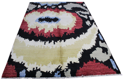 Bold Vision - Hand-Knotted Ikat Rug from Afghanistan (6.6 × 8.3 ft) - 8