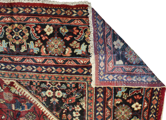 Majestic Geometry - Antique Mahal Rug from Persia (10.2 × 13.6 ft) - 1695