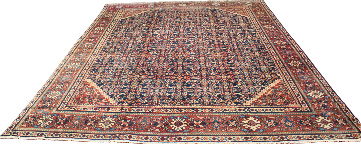 Woven Harmony - Antique Mahal Rug from Persia (10.8 × 14.2 ft) - 1757