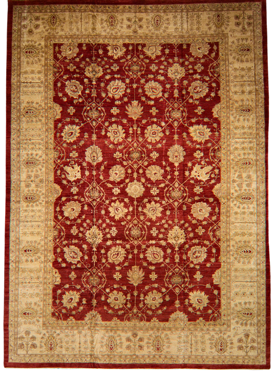 Imperial Crimson – Oversized Oushak Rug from Pakistan (12′4″ × 17′3″) - 1537