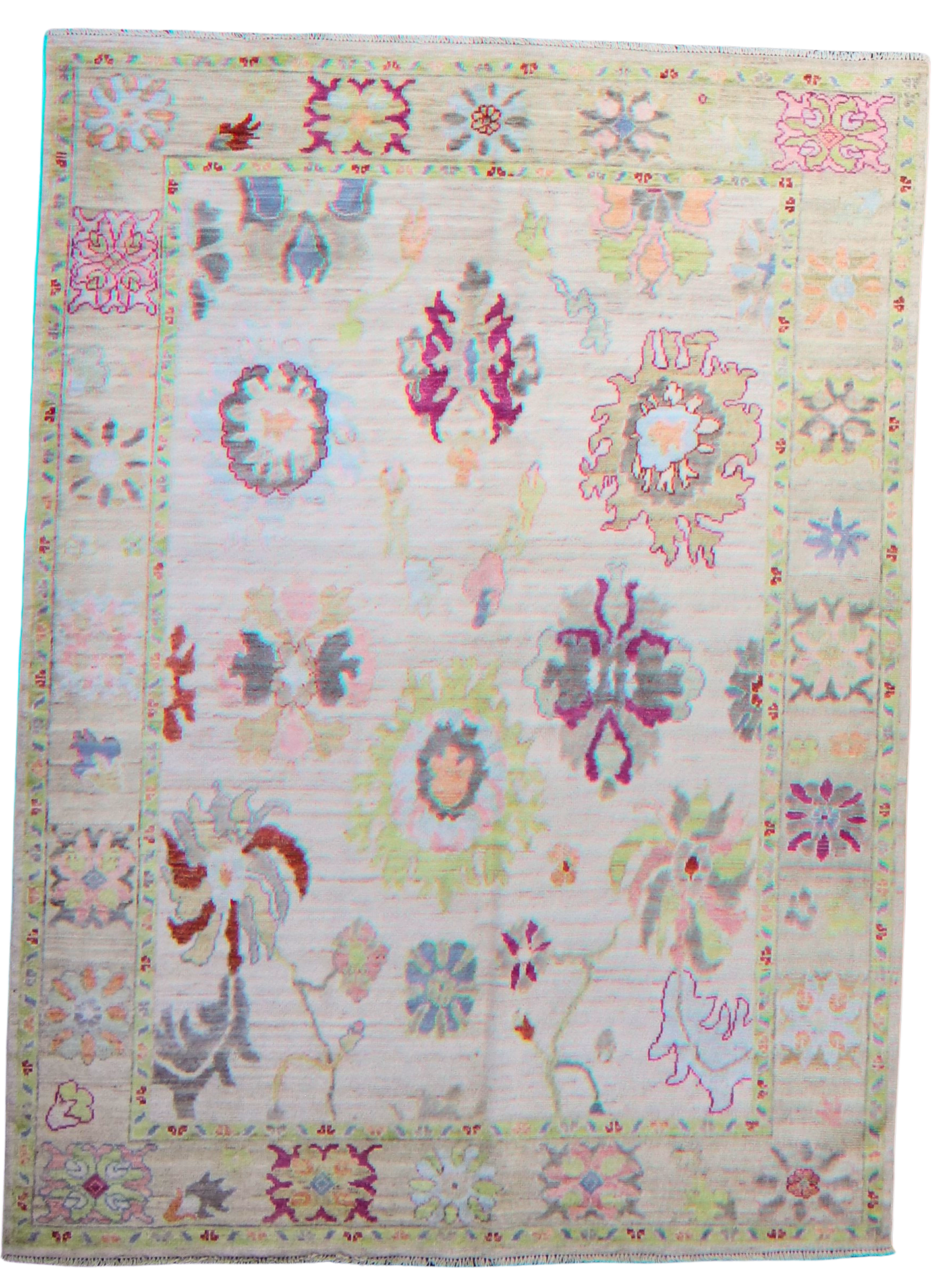Garden Whimsy - Oushak Afghan Rug (6.3 × 8.8 ft) - 1003