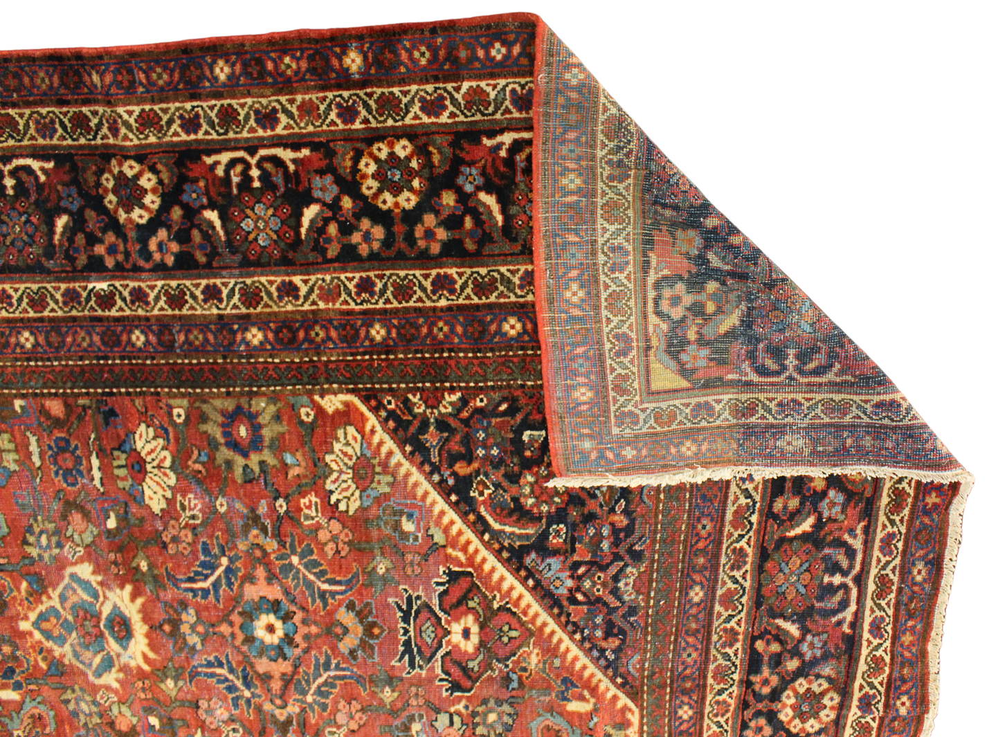 Floral Abundance with Village Charm - Antique Mahal Rug from Persia (10.6 × 13.8 ft) - 1732