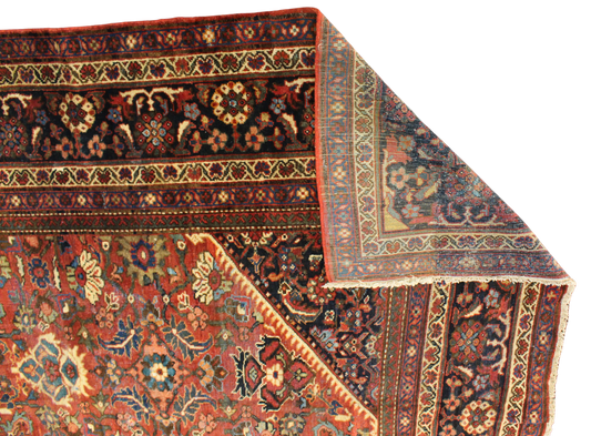 Floral Abundance with Village Charm - Antique Mahal Rug from Persia (10.6 × 13.8 ft) - 1732