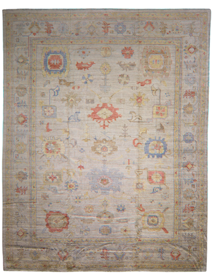 Abstract motif wool rugs coral and ivory rug