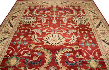 Luxury Egyptian Tabriz area rug in navy and jade

