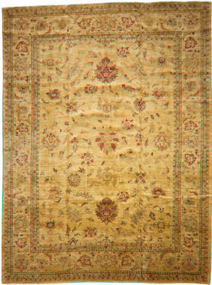 Olive and beige Oushak carpet for traditional homes