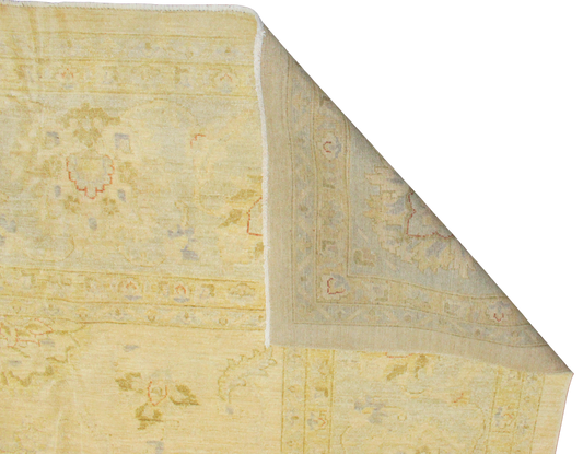 Pakistani Oushak rug with scrolling vine pattern