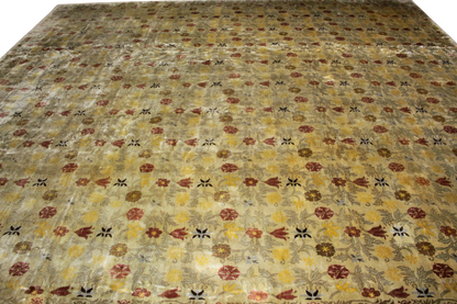 Patterned rug with floral design on a plain background