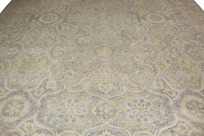Patterned rug with intricate design on a neutral background