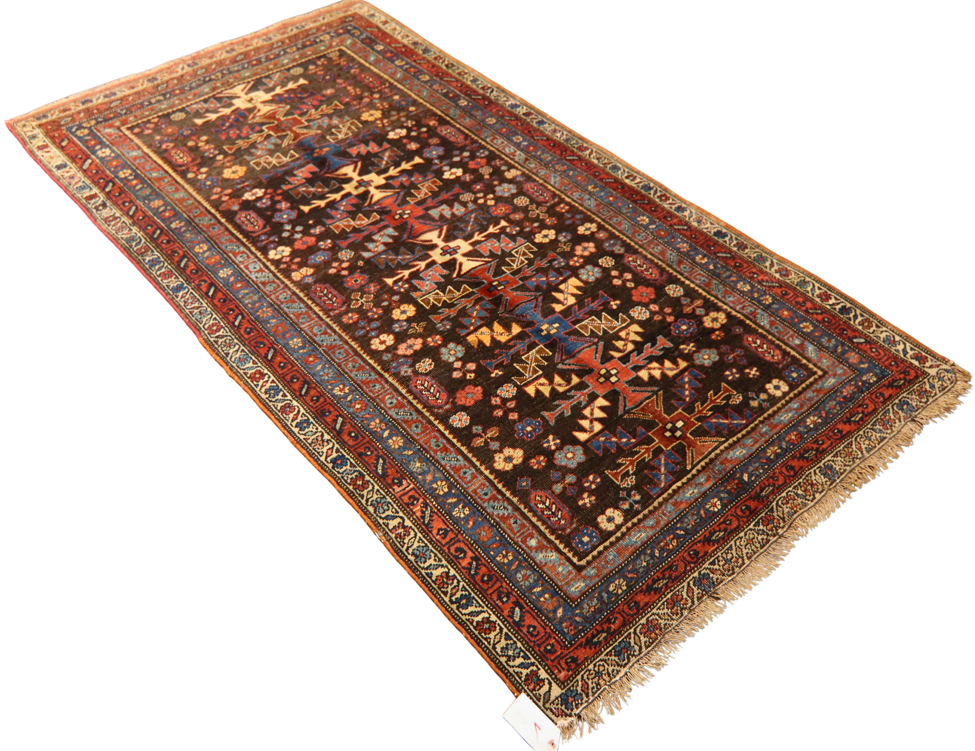Persian wool rug with tribal tree of life pattern