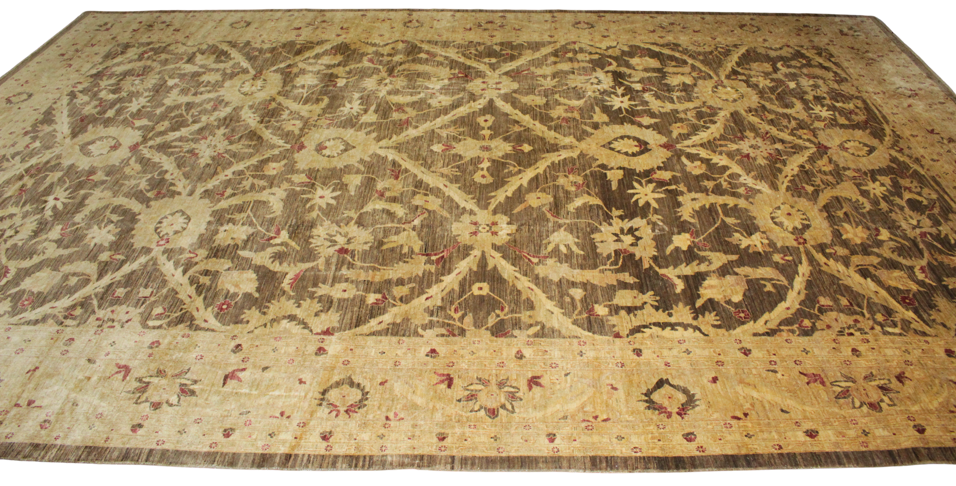 Decorative rug with intricate pattern on a plain background