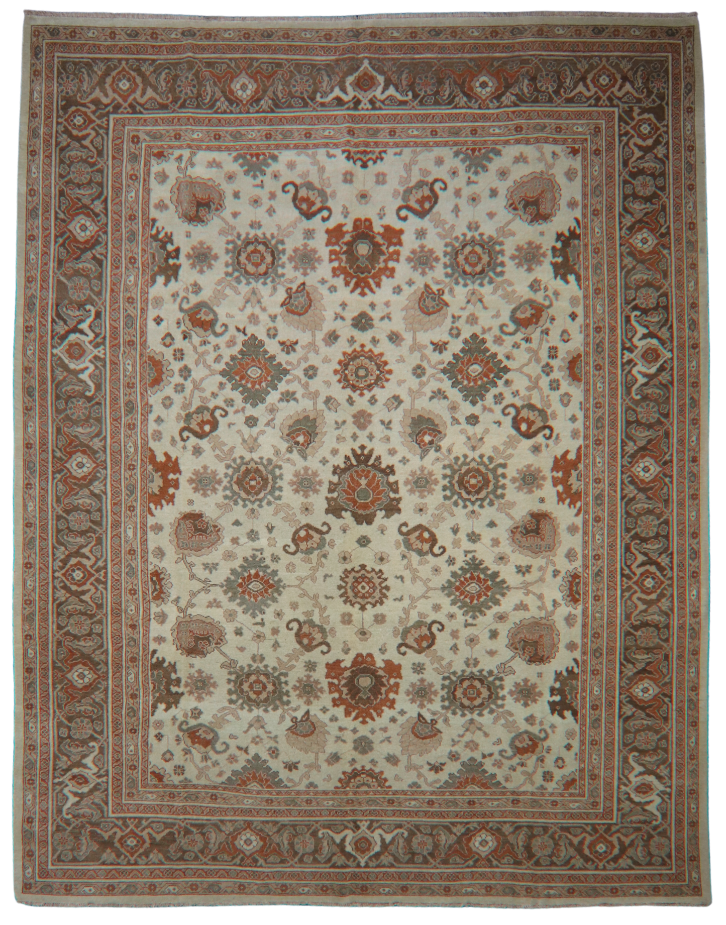 Traditional Persian rug in ivory and terracotta