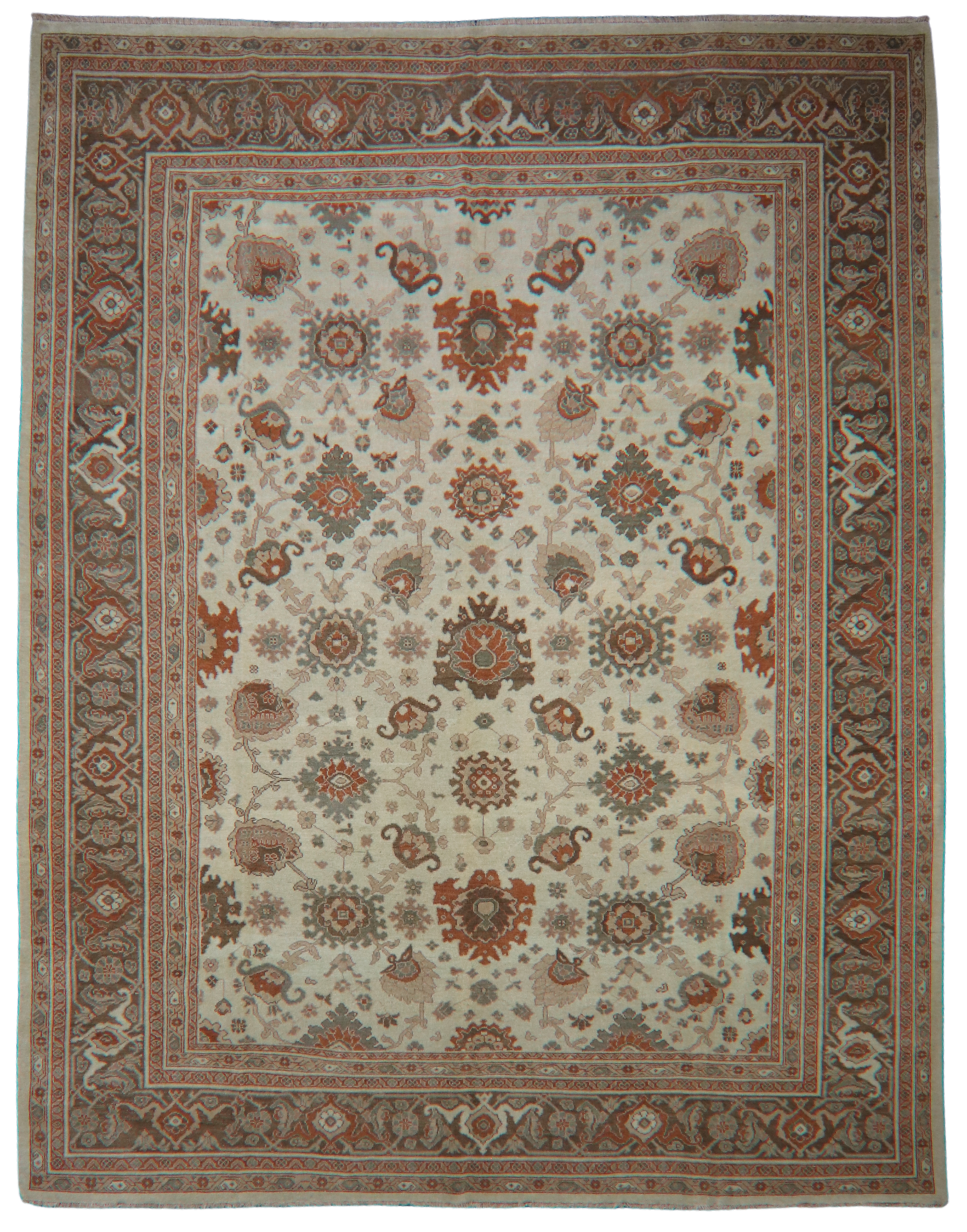 Traditional Persian rug in ivory and terracotta