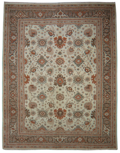 Traditional Persian rug in ivory and terracotta