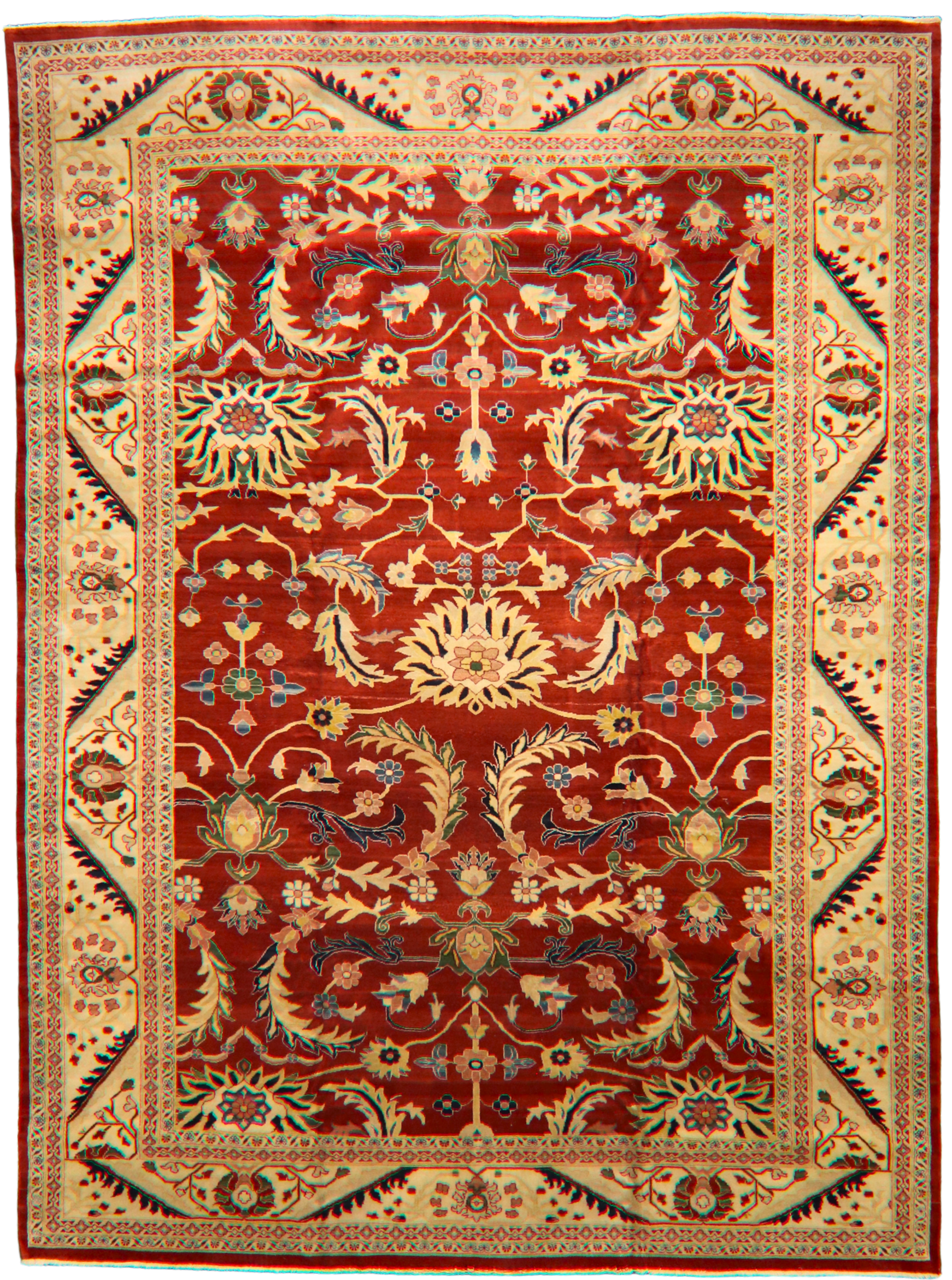 Traditional Tabriz carpet with palmette motifs

