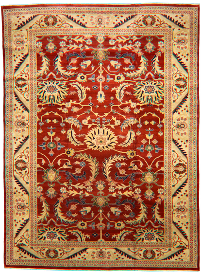 Traditional Tabriz carpet with palmette motifs

