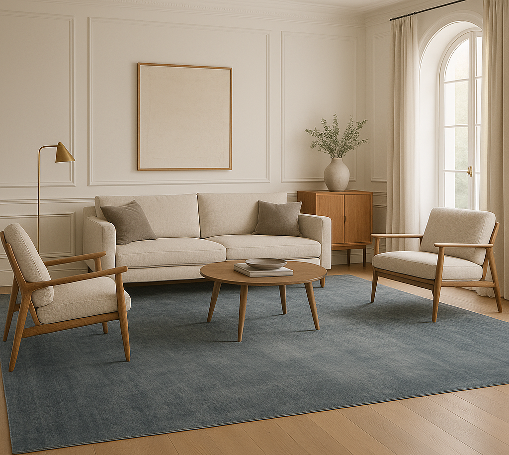 Midnight Minimalism - Turkish Oushak in Washed Indigo (11′10″×14′) - 2827