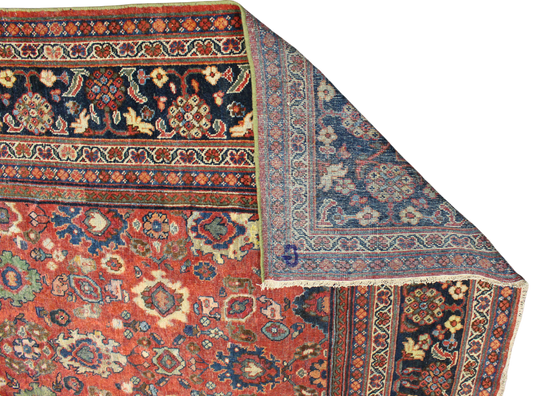 Botanical Rhythm - Antique Mahal Rug from Persia (10.5 × 13 ft) - 1747