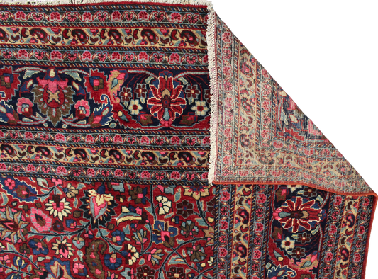 Bold Grandeur in a Classic Medallion - Antique Persian Mashad Rug (9.11 × 13.8 ft) - 1696
