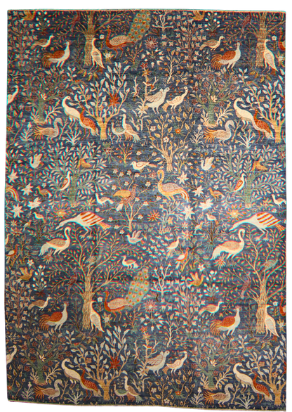 The Aviary Garden - Hand-Knotted Afghan Rug (10 × 14.1 ft) - 2765