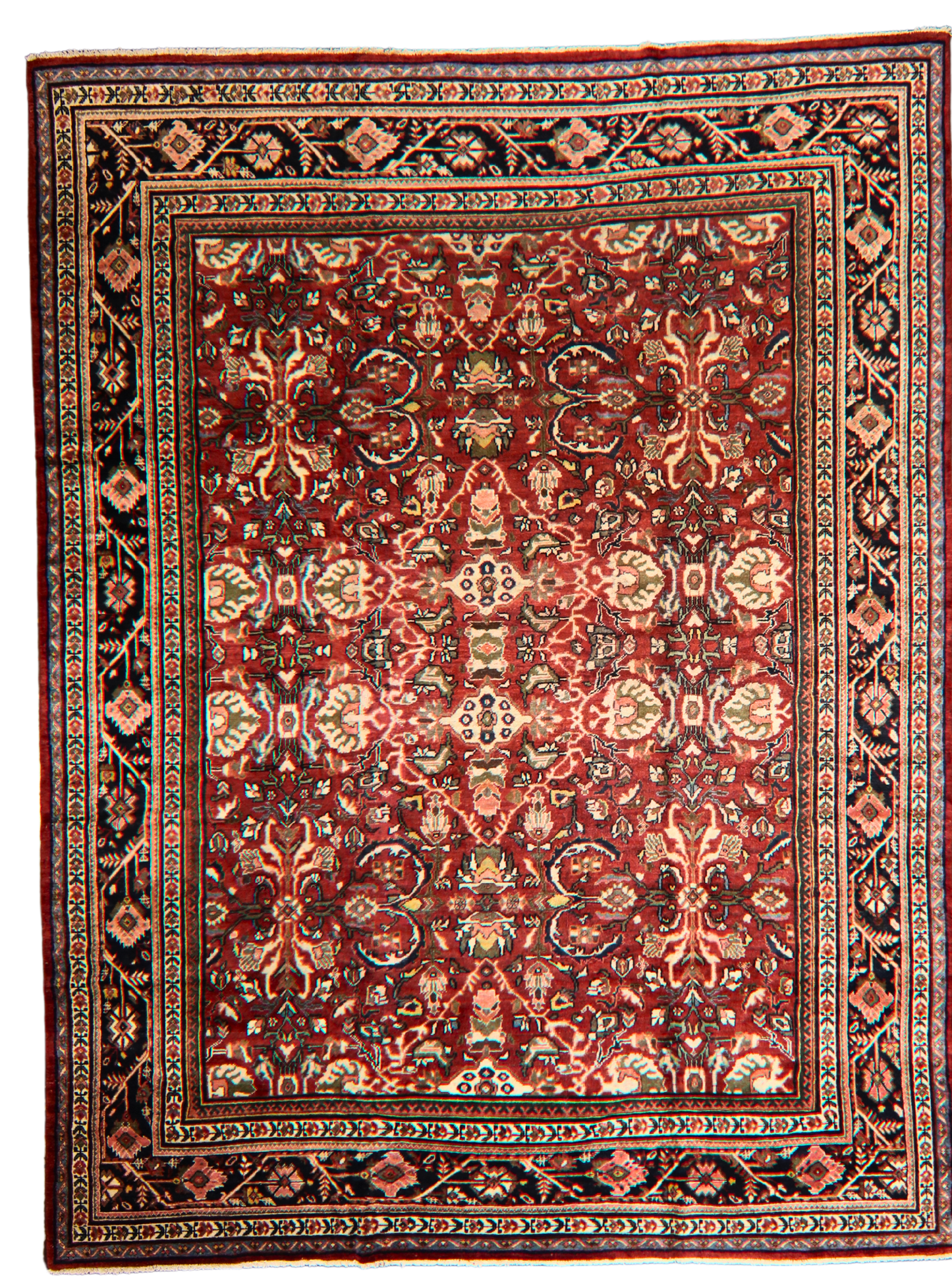 Floral Majesty - Antique Mahal Rug from Persia (10.6 × 13.10 ft) - 1720