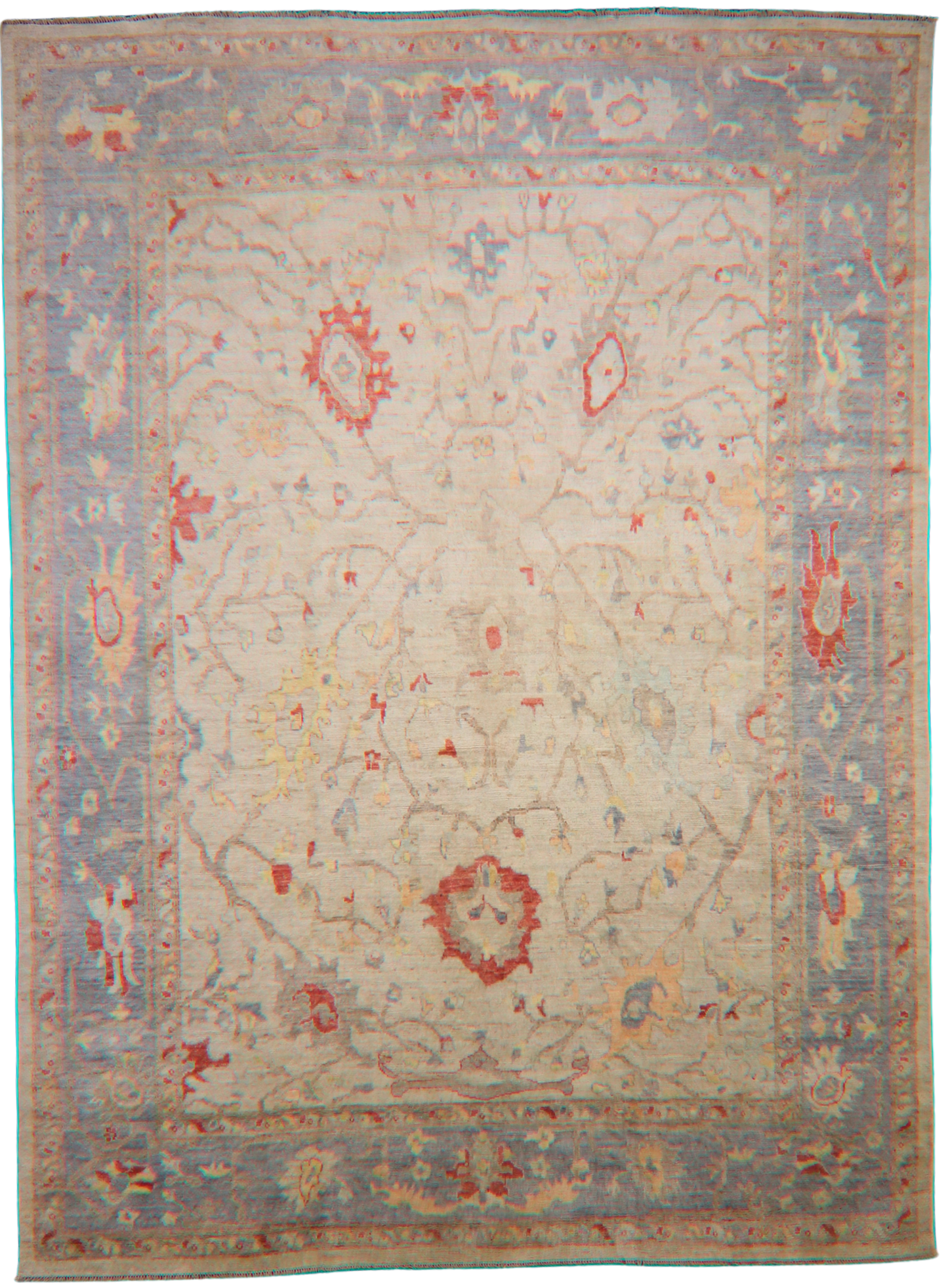 Blushed Horizon - Oushak Afghan Rug (9.9×13.3 ft) - 2778