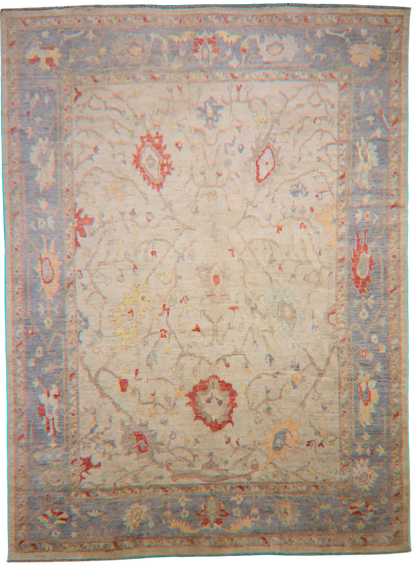 Blushed Horizon - Oushak Afghan Rug (9.9×13.3 ft) - 2778