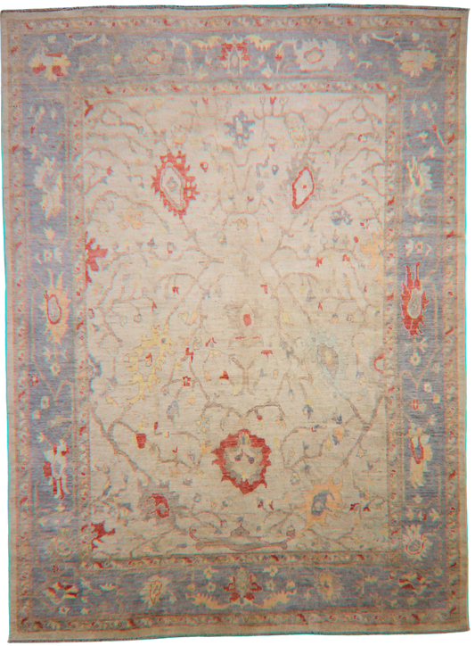 Blushed Horizon - Oushak Afghan Rug (9.9×13.3 ft) - 2778