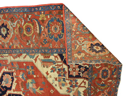 Majestic Geometry — Antique Serapi Rug from Persia (9.1 × 12.7 ft) - 2953