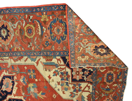 Majestic Geometry — Antique Serapi Rug from Persia (9.1 × 12.7 ft) - 2953