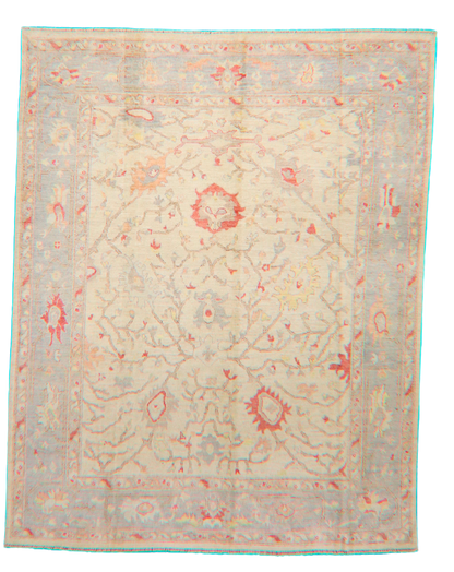Soft Elegance - Hand-Knotted Oushak Rug from Afghanistan (7.8 × 9.9 ft) - 6