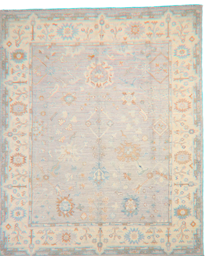 Powder Blue Serenity - Hand-Knotted Oushak Rug from Afghanistan (8.1 × 9.9 ft) - 9
