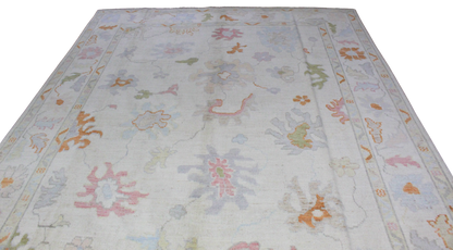 Pastel Reverie - Hand-Knotted Oushak Rug from Afghanistan (7.11 × 10 ft) - 8