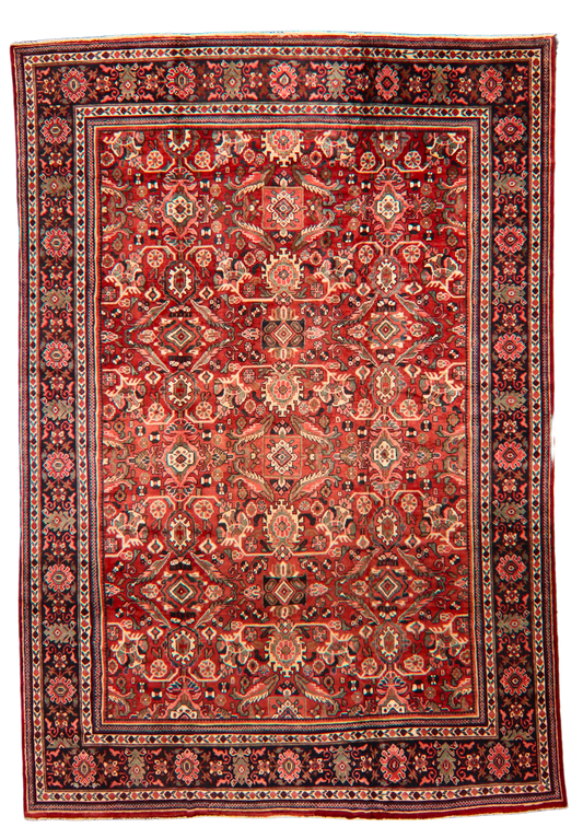 Architectural Rhythm - Antique Mahal Rug from Persia (10.9 × 15.7 ft) - 1737