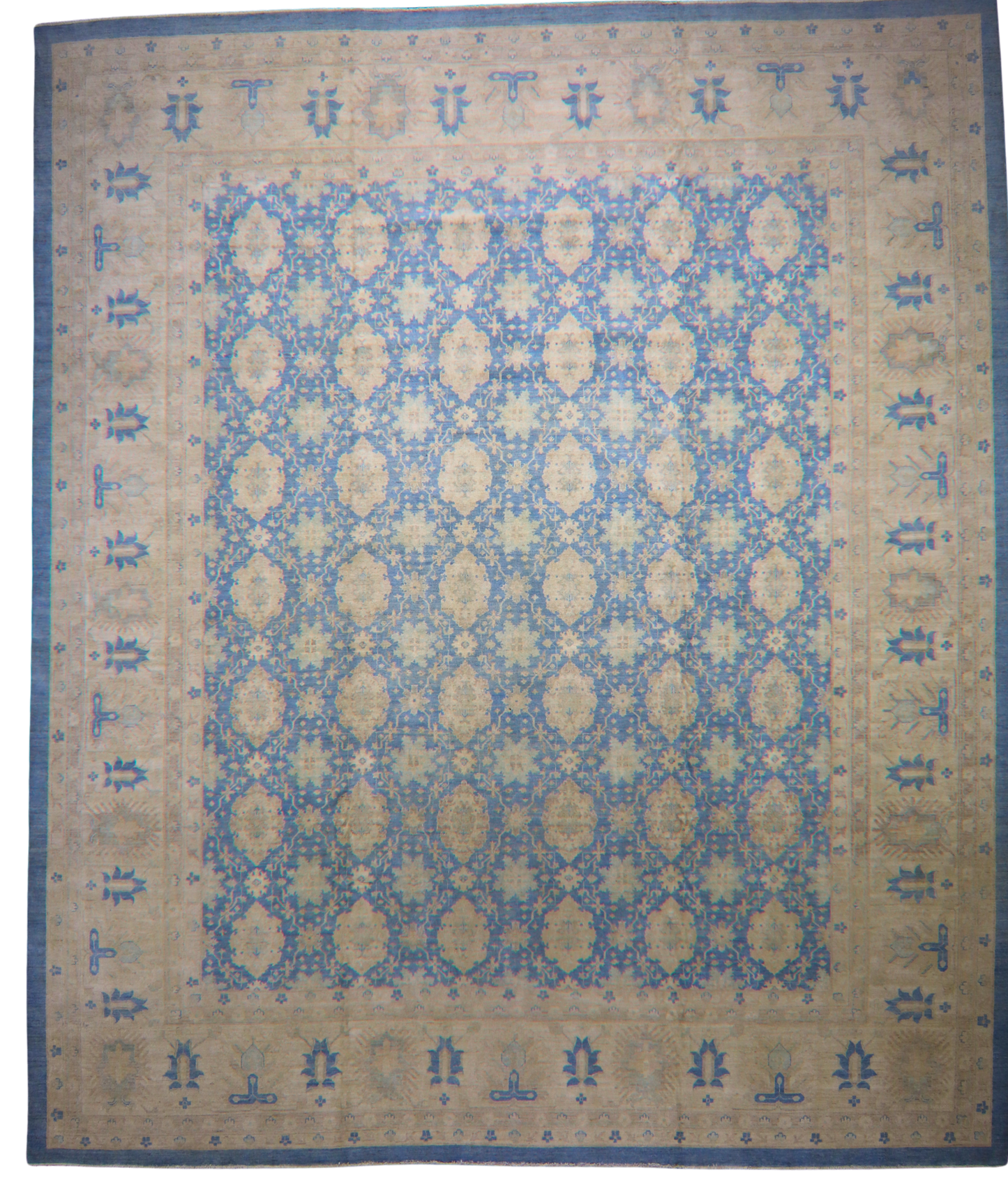 Celestial Grid – 13′5″×16′ Pakistani Khotan Rug - 2630