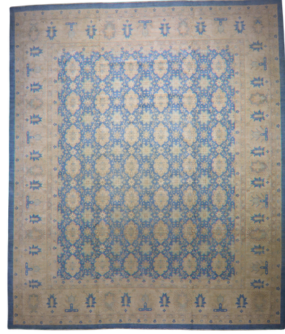 Celestial Grid – 13′5″×16′ Pakistani Khotan Rug - 2630