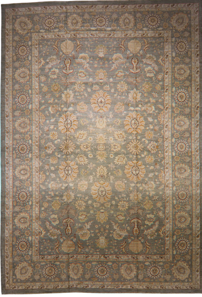 Misty Garden Grandeur – 12′1″ × 17′3″ Oushak Rug from Pakistan - 1916