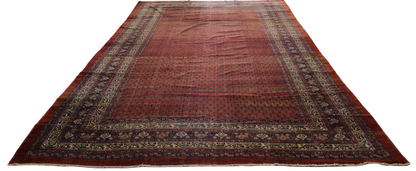 Enduring Elegance - Antique Persian Mir Rug in Brick and Navy (10.4 × 16.3 ft) - 1700