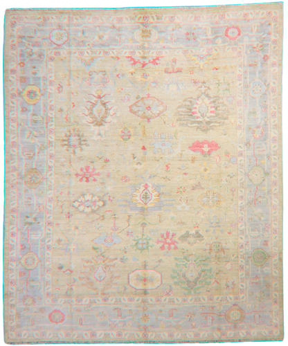 Pastel Harmony - Oushak Afghan Rug (8.1 × 9.7 ft) - 1006