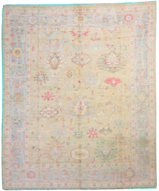 Pastel Harmony - Oushak Afghan Rug (8.1 × 9.7 ft) - 1006